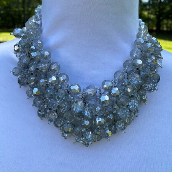 VINTAGE GERARD YOSCA NECKLACE CHOKER BIB STATEMENT CRYSTALS USA DESIGNER 16” - Picture 2 of 11